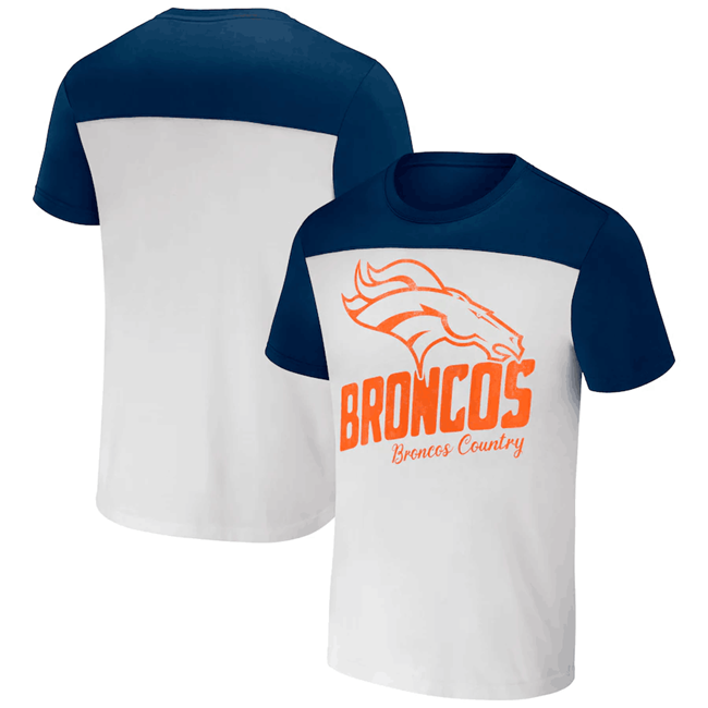 Men's Denver Broncos Cream/Navy x Darius Rucker Collection Colorblocked T-Shirt